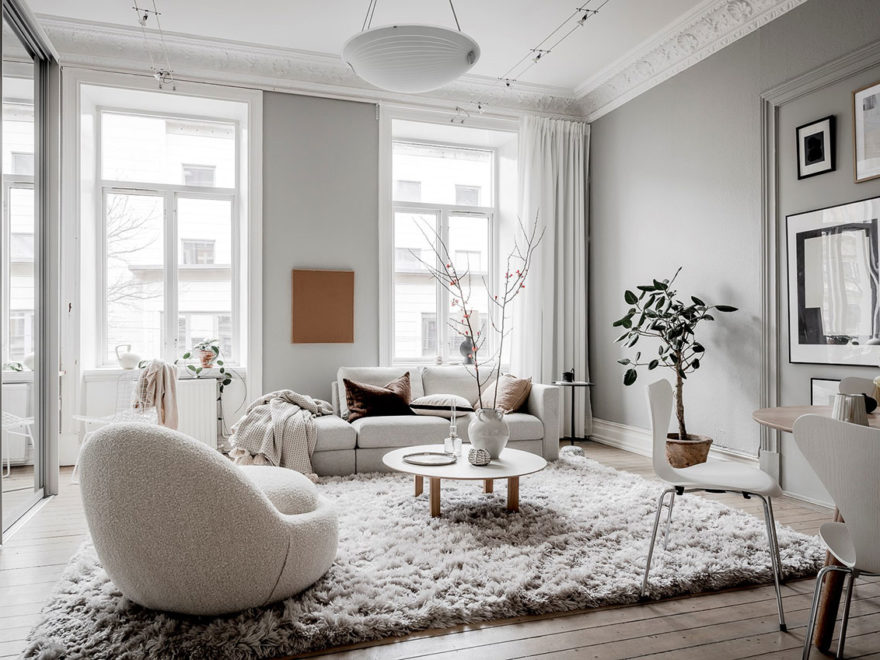 Image. Nordic style large white living room